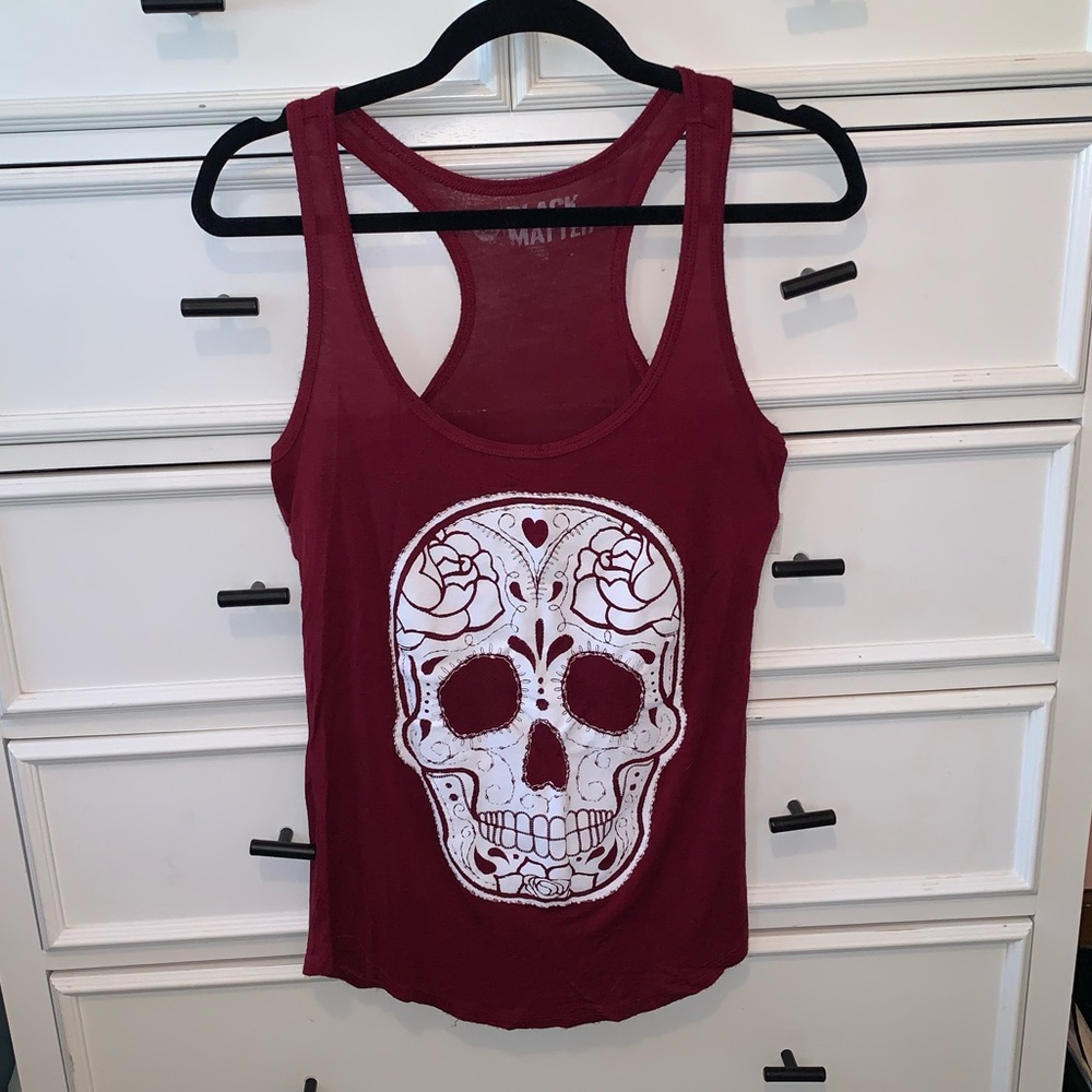 Maroon Sugar Skull Tank Top